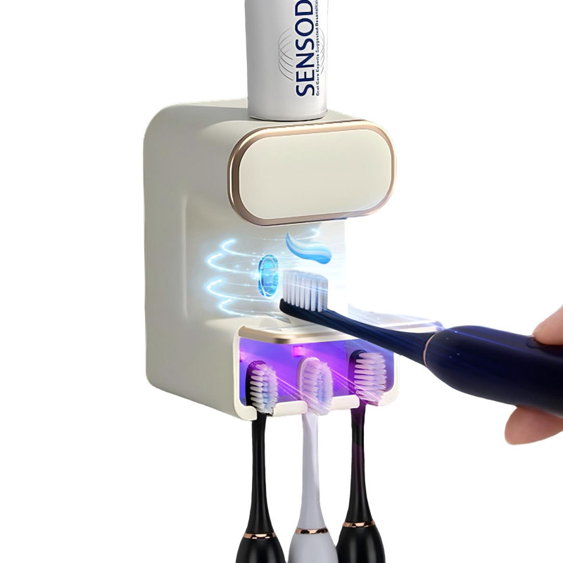 Wall Mounted Automatic Electric Toothpaste Dispenser, (Beige)