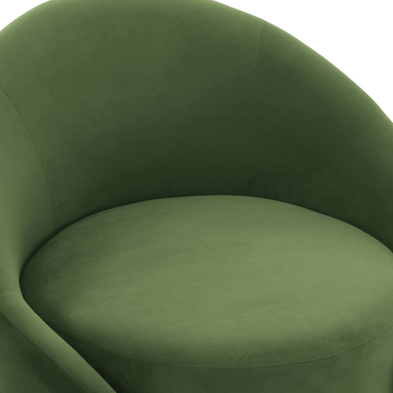 Aunna Upholstered Swivel Barrel Chair, Green Velvet