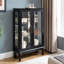 Vitrine avec portes en verre trempé, vitrine éclairée avec panneau arrière en miroir et tablettes réglables parfaites pour la maison ou le bureau (ampoule incluse)-960275430