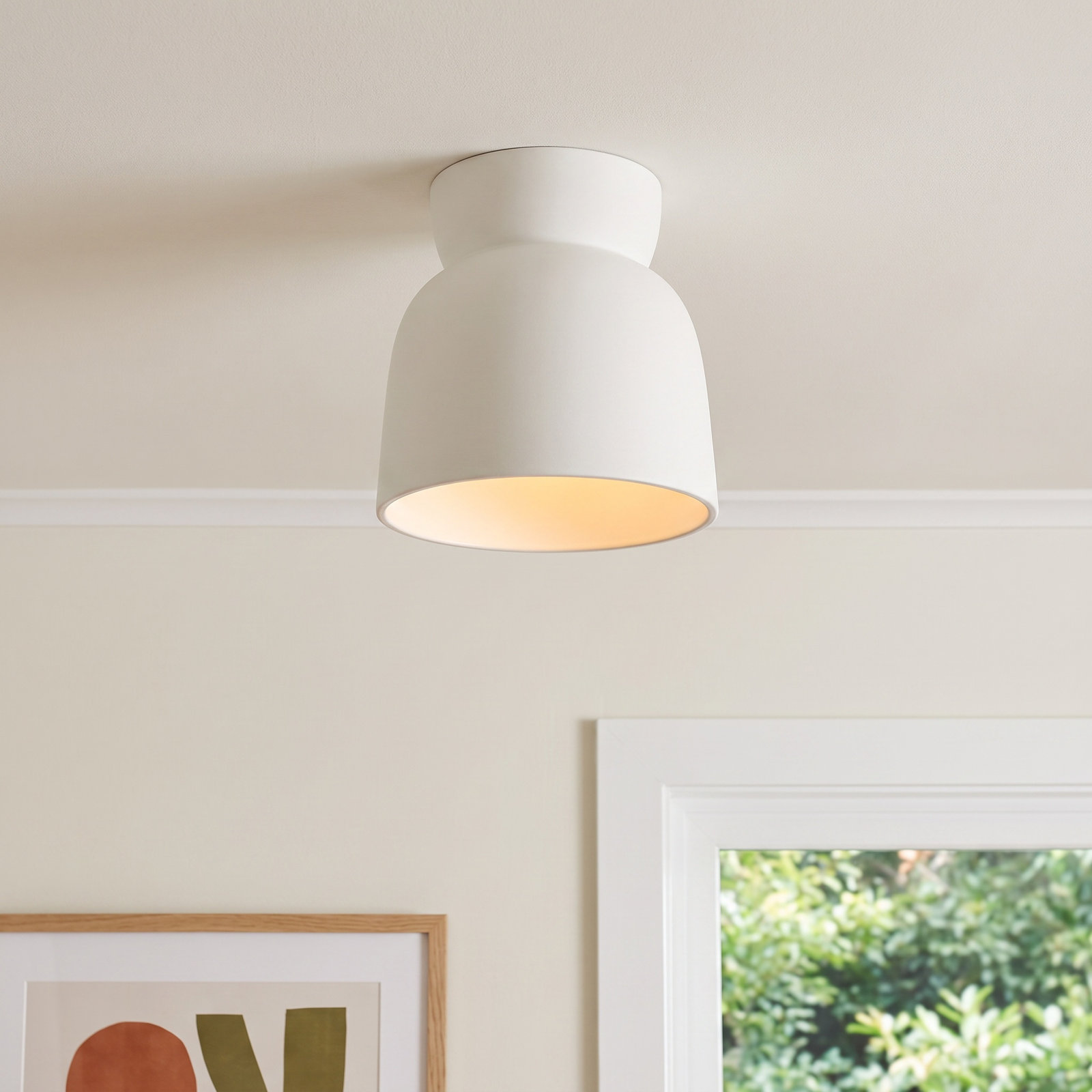 Logan 8" Single Light Flush Mount, Bisque, Incandescent (Not Included)