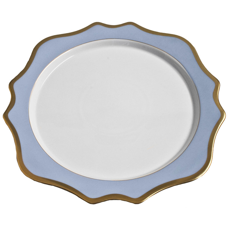 Annas Palette Porcelain China Scalloped Charger, Sky Blue