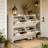 White Modern Slatted Shoe Cabinet With 4 Flip Drawers, Slim Entryway Storage With Bottom Clearance-592783517
