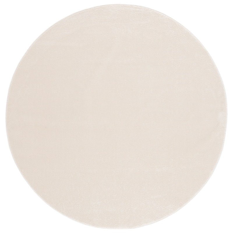 Anabeatriz Solid Color Handwoven Polyester Area Rug in Ivory, Round 8' 