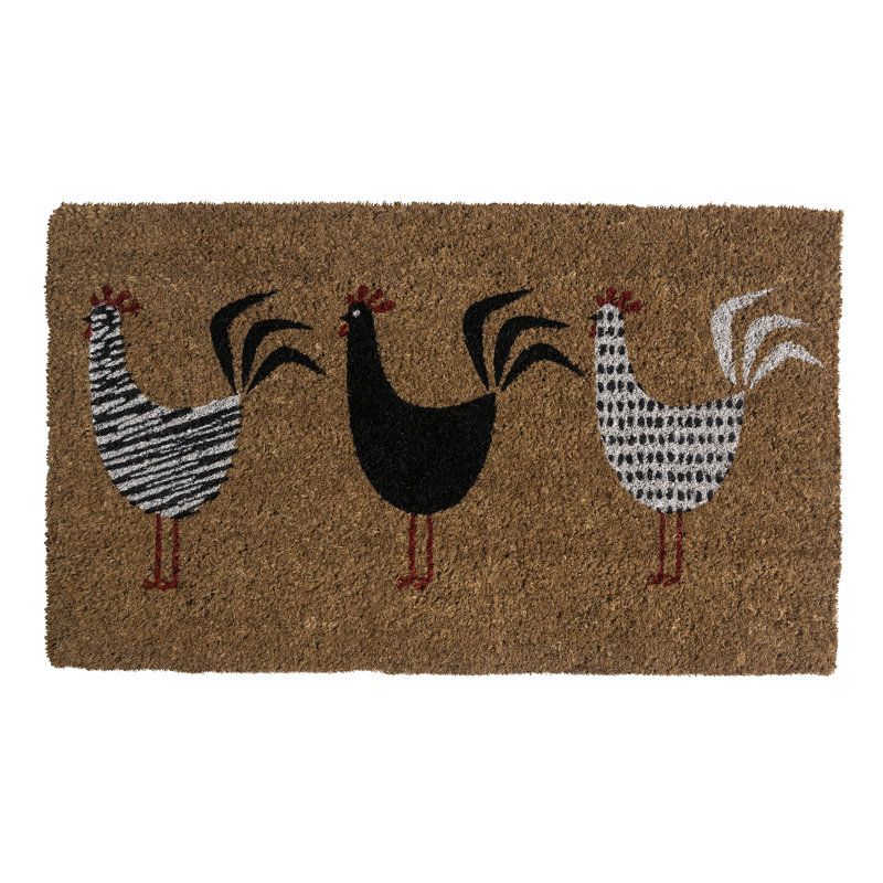Roosters Handwoven Coconut Fiber Doormat