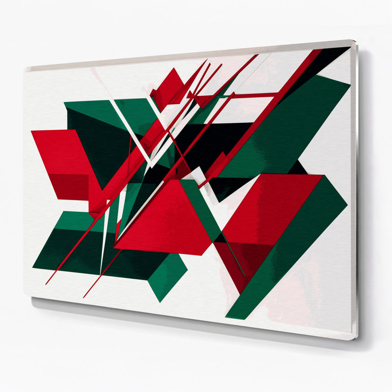 «Geometric Abstraction 39», art mural gris en métal, H 11 po x l 14 po