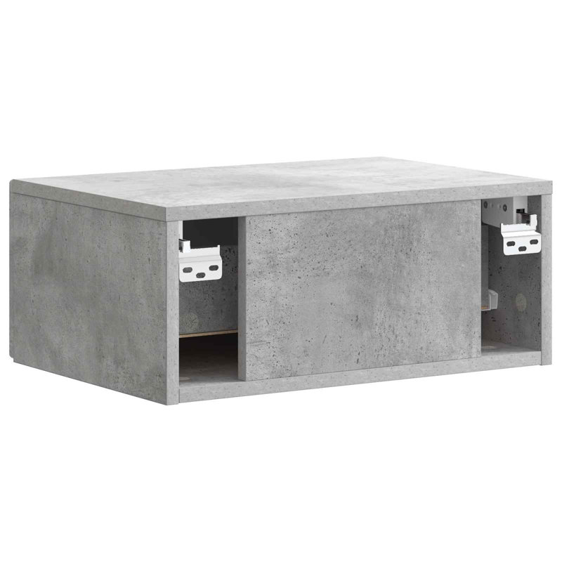 49cm W Manufactured Wood Bedside Table, Concrete Grey
