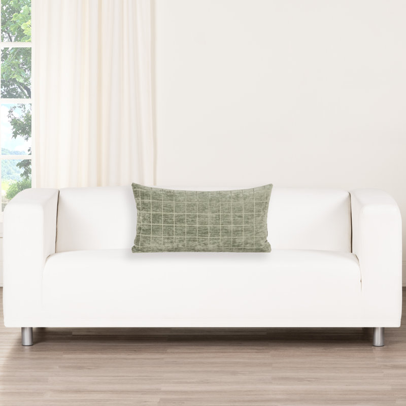 Vermouth Otterville Geometric Throw Pillow, Polyester, 14"H x 26"W, Laurel Green Block