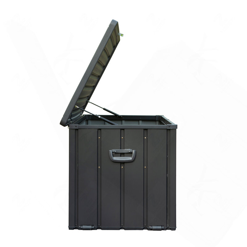 Coffre de rangement étanche de 378 litres (100 gallons) pour terrasse, avec couvercle verrouillable, gris foncé, Gris foncé