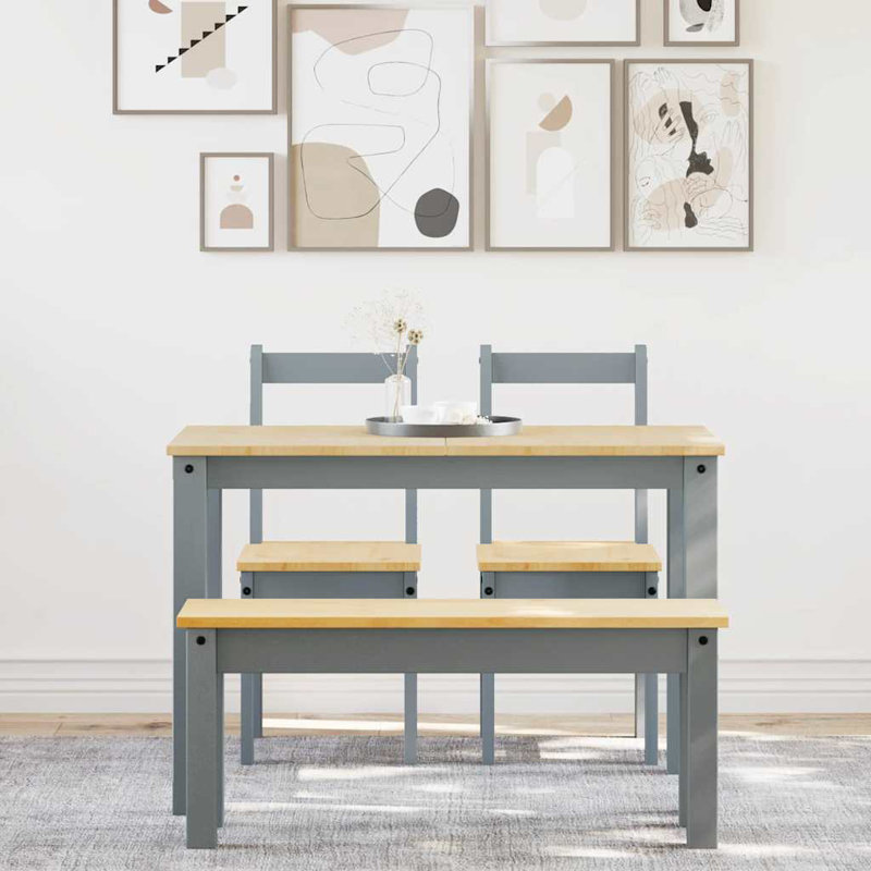 Geremia 4 - Person Wood Patio Dining Set with, 75cm H x 117cm L x 60cm W, Grey