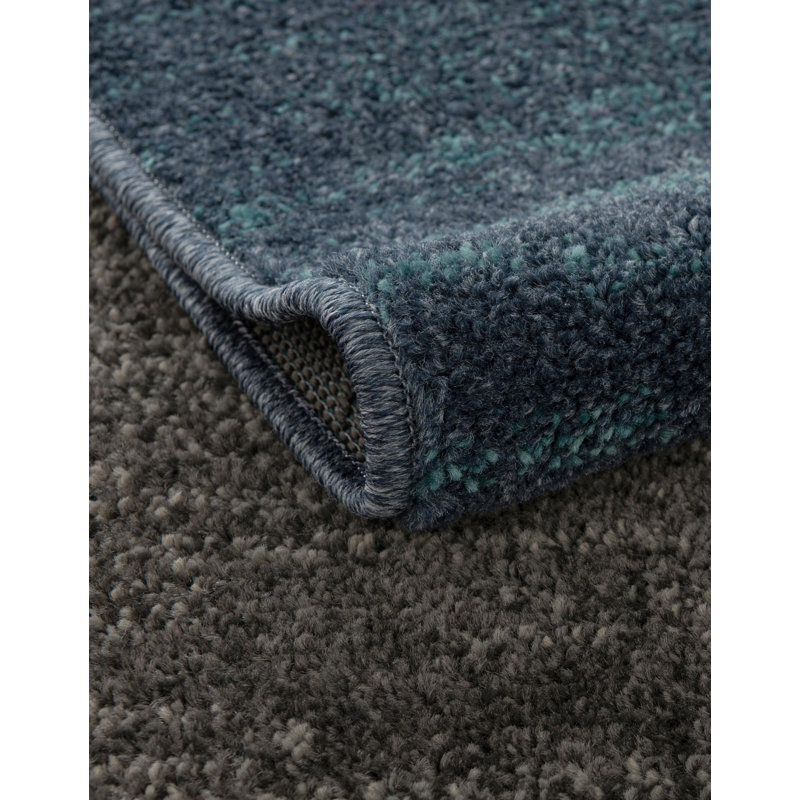 Hareld Geometric Navy/Brown/Gray Area Rug, Runner 2' x 8'