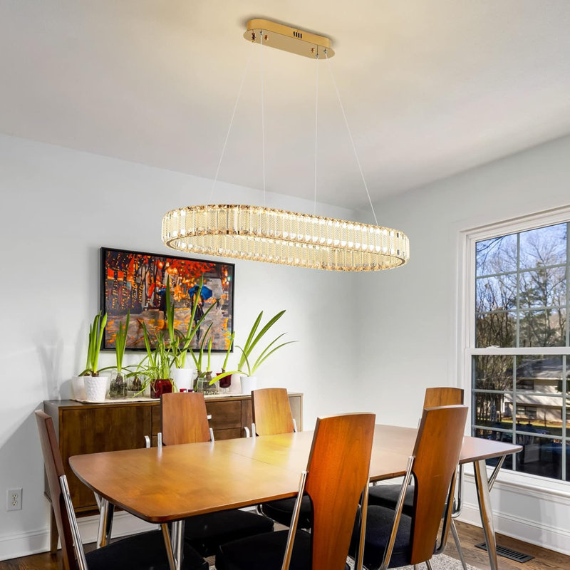 Luminaire de lustre en cristal doré moderne pour salle à manger 