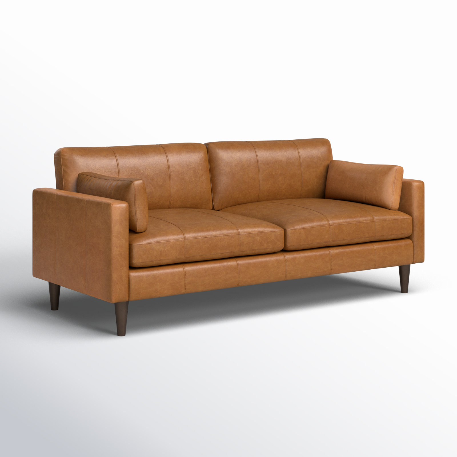 Viveros 81" Leather Sofa, Brown Genuine Leather, Dark Walnut