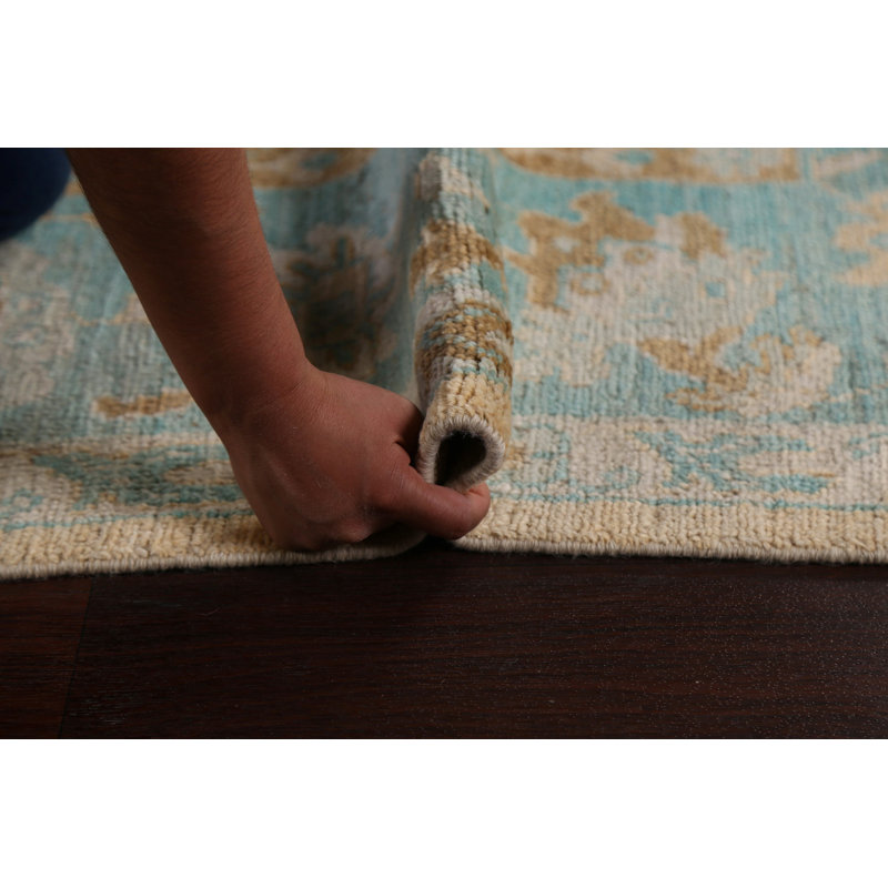 Tapis turc Oushak à motif végétal noué à la main 9 x 12