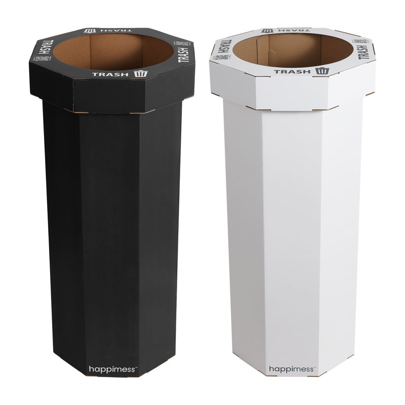 Poubelle et poubelle de recyclage en carton ondulé jetable classique classique 25 gallons Fleur (ensemble de 2)