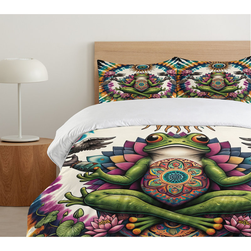 Psychedelic Frog Esoteric Queen Duvet Cover Set
