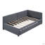 Lit de jour rembourré avec couchette simple pour canapé-lit, pas de sommier, tissu de lin (lit de jour)-950990349