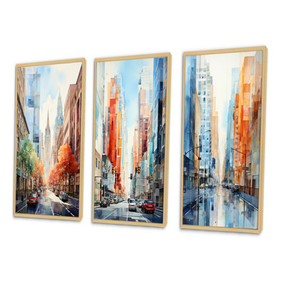 «Skyscrapers Urban Heights», 3 pièces sur toile