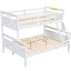 Lit simple superposé au-dessus d'un lit double pour l'espace de la chambre à coucher - Blanc et coffre-fort avec garde-corps inclus-429006559