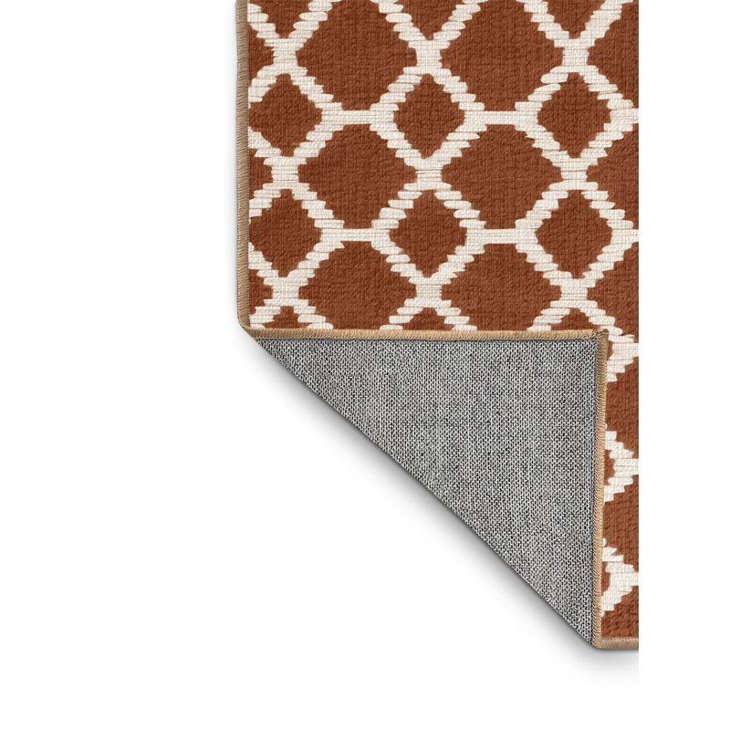 Tapis brun treillis lavable à la machine, Carré 8 pi
