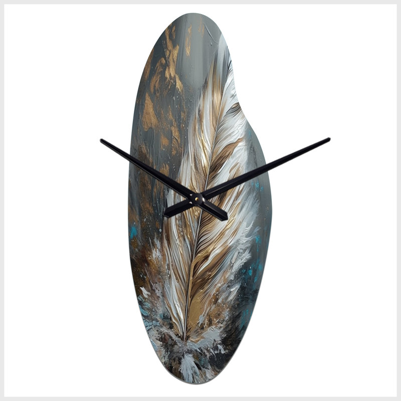 Horloge murale incurvée moderne Brzezinski Wanderlust III - Glam Feather, Grand