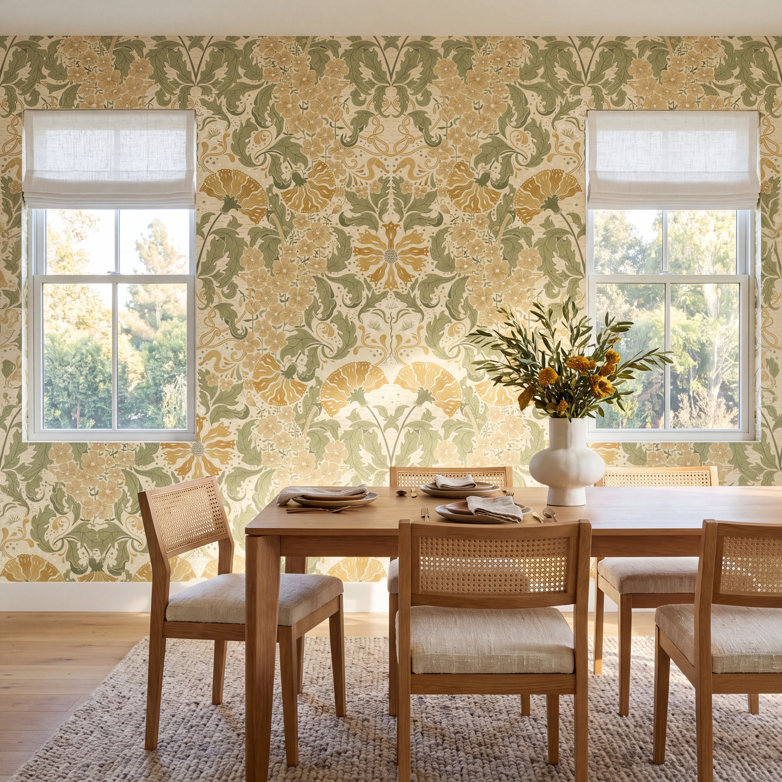 Francia Modern Floral Wallpaper, Gold