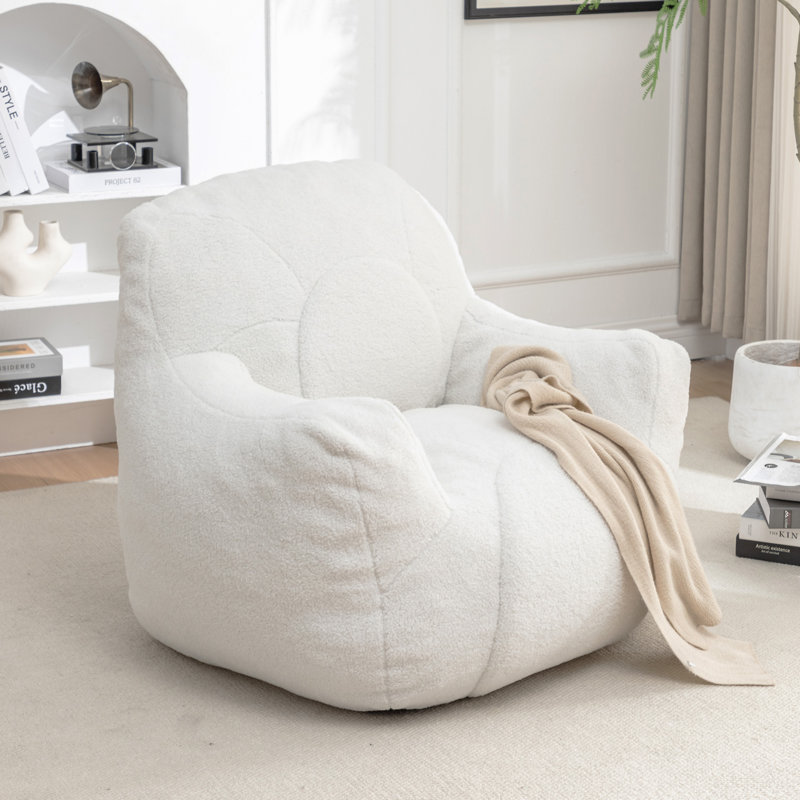 Fauteuil à billes avec rembourrage, H 30 po x l 41,4 po x P 37,8 po , Ourson blanc