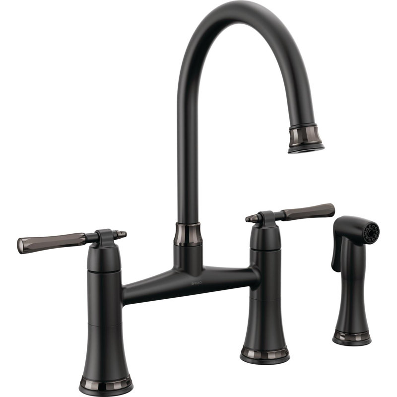Bridge Kitchen Faucet With Side Spray, Matte Black / Brilliance Black Onyx