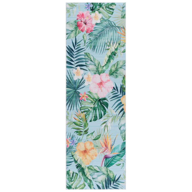 Biranna 849 Performance Machine Washable Floral Rug, Runner 2'6" x 8'