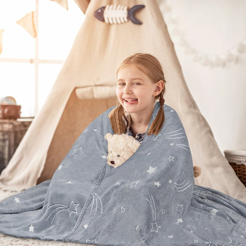 Glow in the Dark Shooting Star Fleece Blanket for Kids