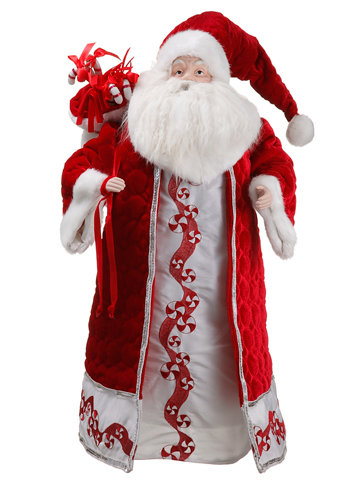 Figurine de père Noël 26 "brodée en rouge et blanc