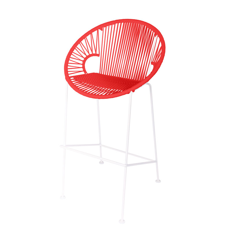 Alaena Puerto Indoor/Outdoor Handmade Bar Height Stool, White, Red