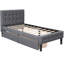 Lit plateforme tapissier gris avec 2 tiroirs - Structure en bois, tête de lit à boutons, espace de literie supplémentaire, étapes de montage simples en couleur, tissu en lin, pas de sommier, installation facile