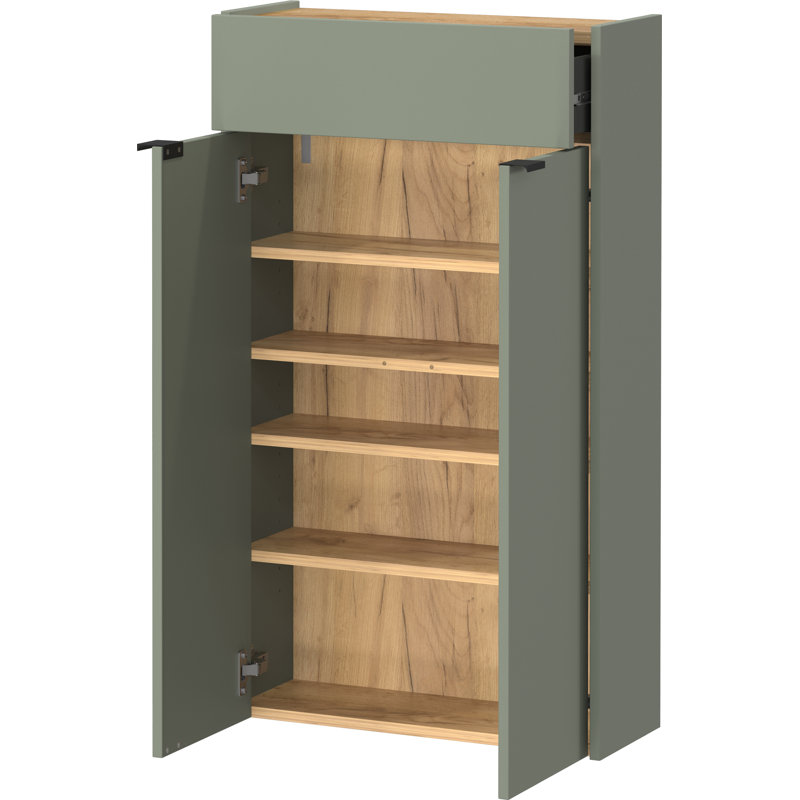 Soza 10 Pair Shoe Storage Cabinet, Taupe Green