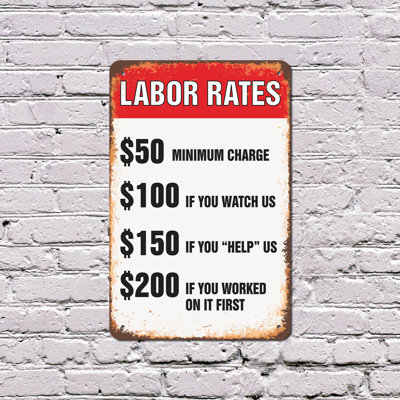 Labor Rates A Lot If You Worked on It First 10 Inch x 14 Inch Plastic Sign