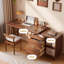 Bureau télescopique en L en bois massif avec armoire de rangement-734586216