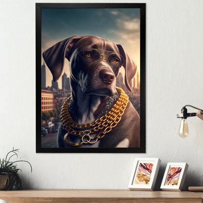 «German Shorthaired Pointer Gangster in NYC» - Photographie de cadre photo sur toile