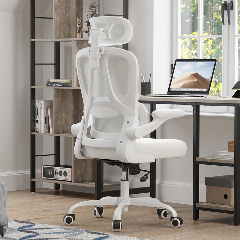Chaise de bureau ergonomique en filet moderne, Blanc, Kaki