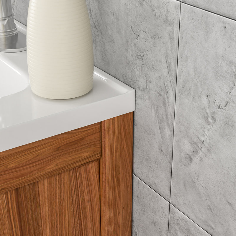 Plateau de meuble-lavabo simple en céramique blanc 24 po avec lavabo L 24 po