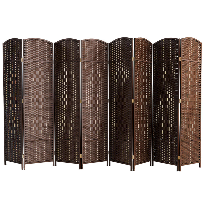 Foldable Room Divider, Mesh Privacy Screen (8 Panel, Coffee)