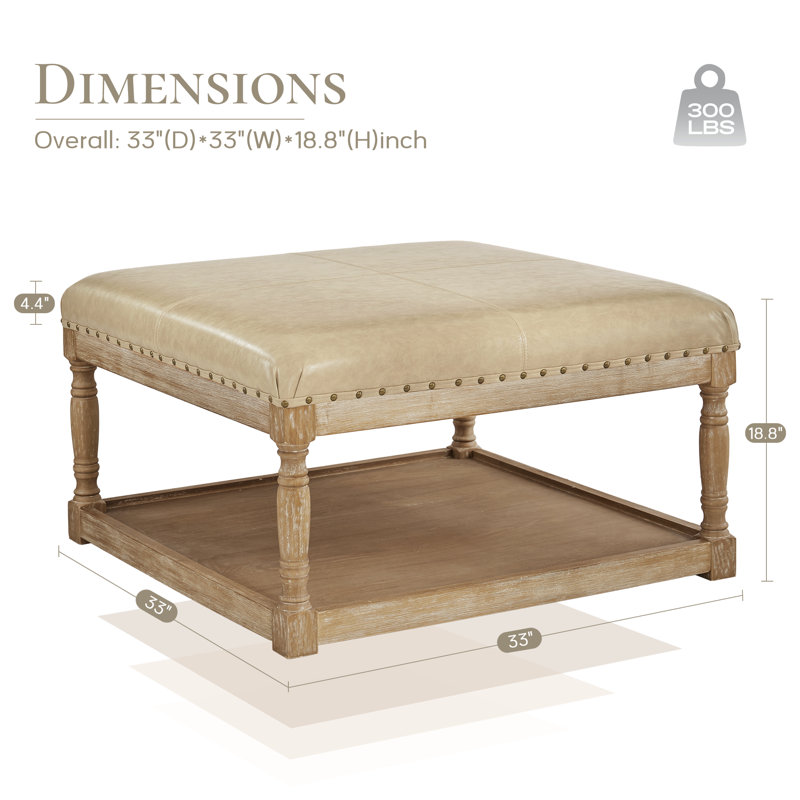 Cristan Faux Leather Ottoman, Sand