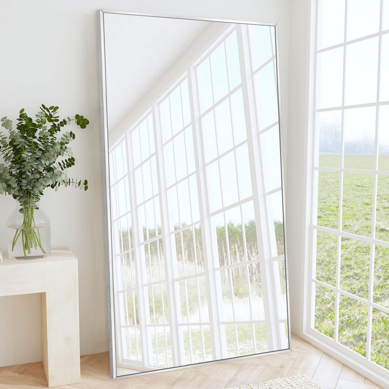Mallex Large Modern Full Length Aluminum Alloy Floor Mirror Gym Mirror, Silver, 71" H x 32" W