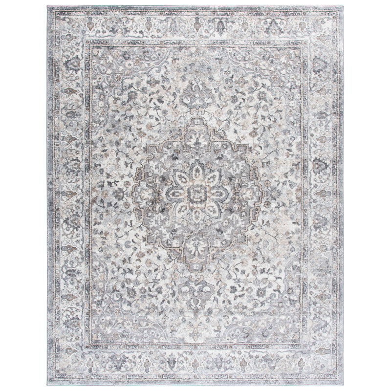 Tapis gris / ivoire Hka, Rectangle 8 pi x 10 pi