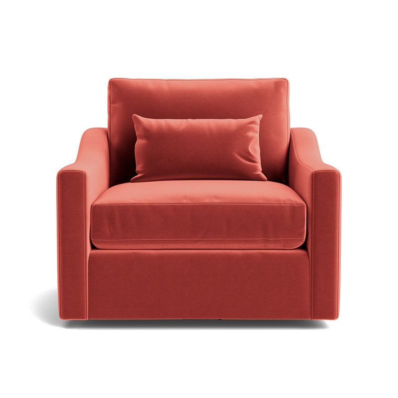 Haywood Upholstered Swivel Armchair, Performance Velvet - Sienna