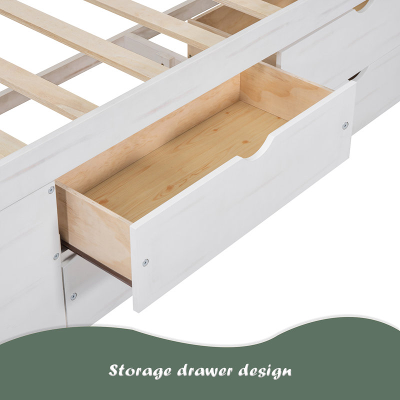 Lit de jour avec tiroirs et tablettes, Lit simple, Blanc