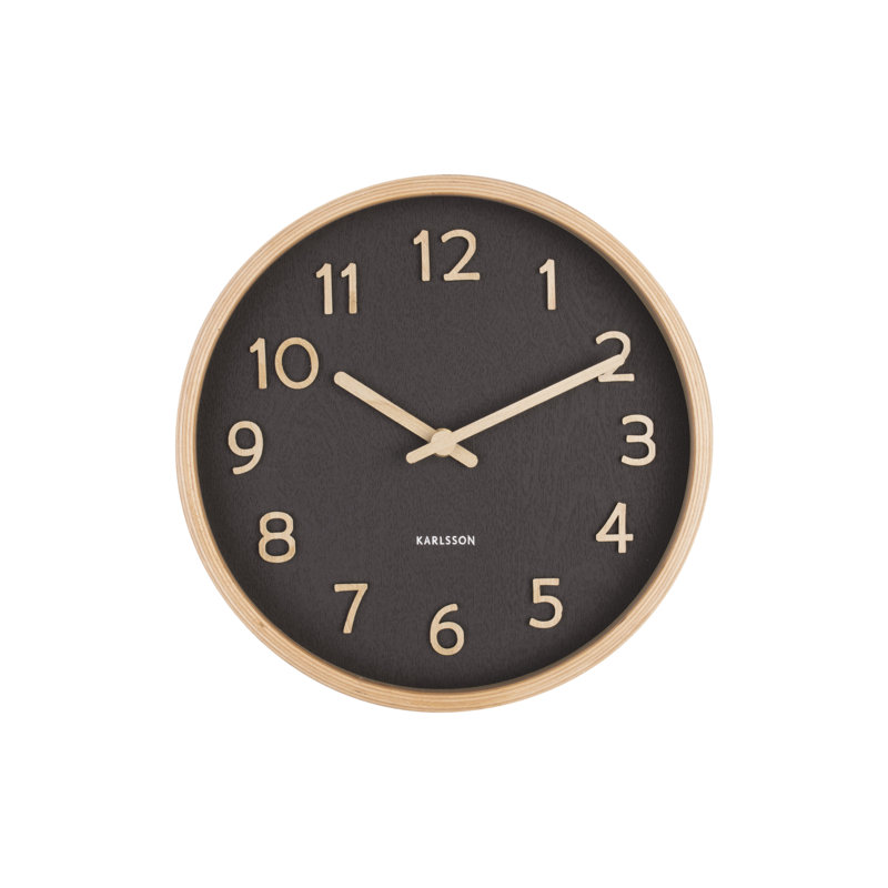 Manufactured Wood Wall Clock, 40cm H x 40cm W x 4.5cm D, Black