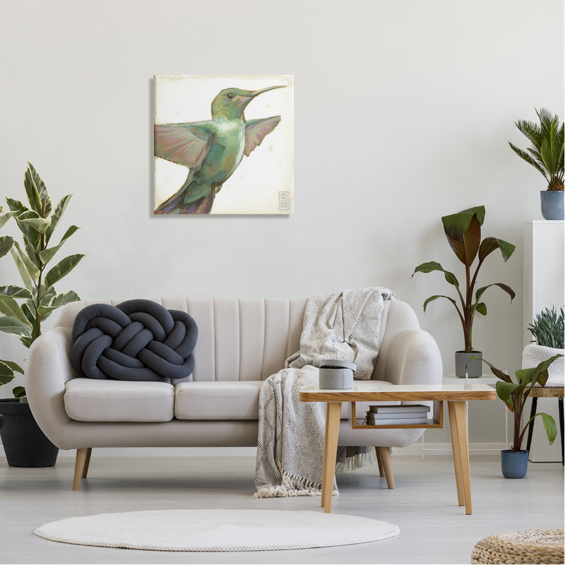 Colibri vert, peinture par Stacy Daguiar, H 24 po x l 24 po x P 1,5 po