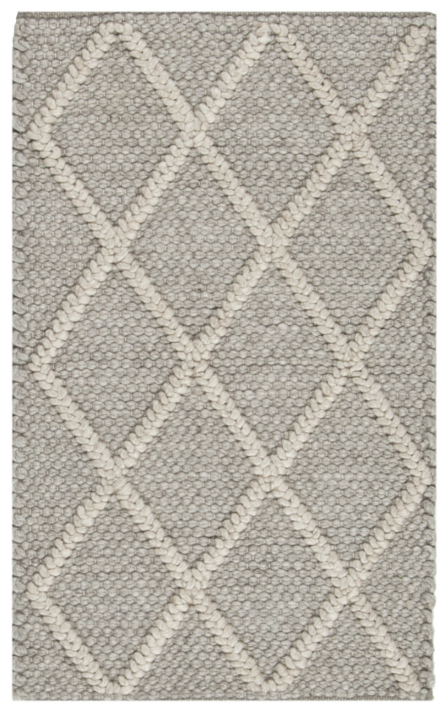 Russo Gray Hand-Woven Geometric Flatweave Rug, Rectangle 4' x 6'