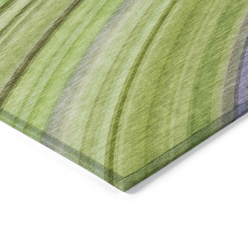 Tapis intérieur / extérieur lavable abstrait vert artichaut 9 pi x 12 pi HomeRoots