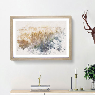 Fog Over The Forest Watercolour - Single Picture Frame Print on MDF