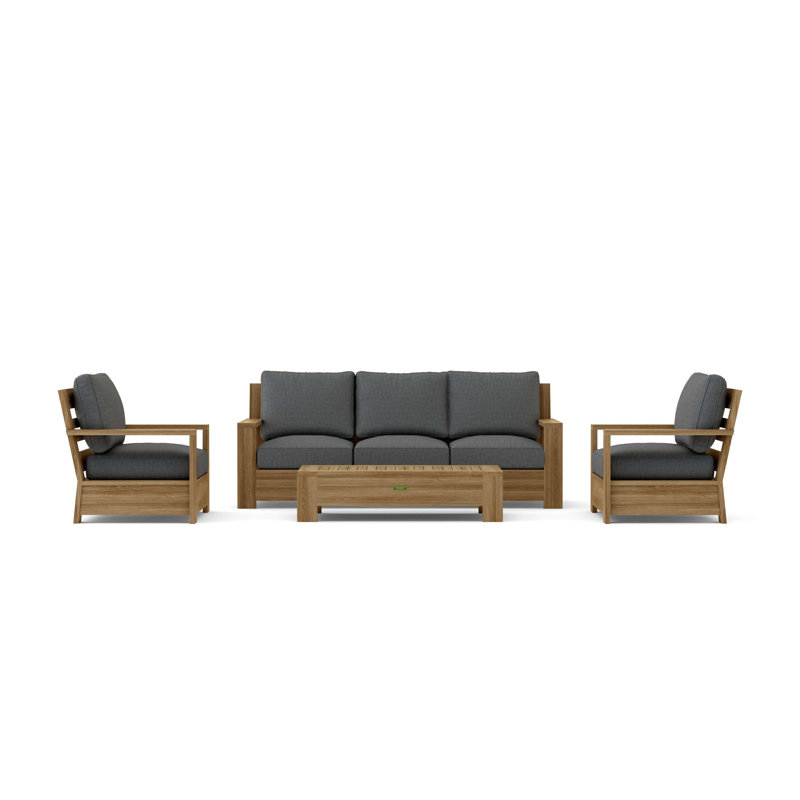 Madera Outdoor 4 - Piece Teak Conversation Set, Cast Charcoal
